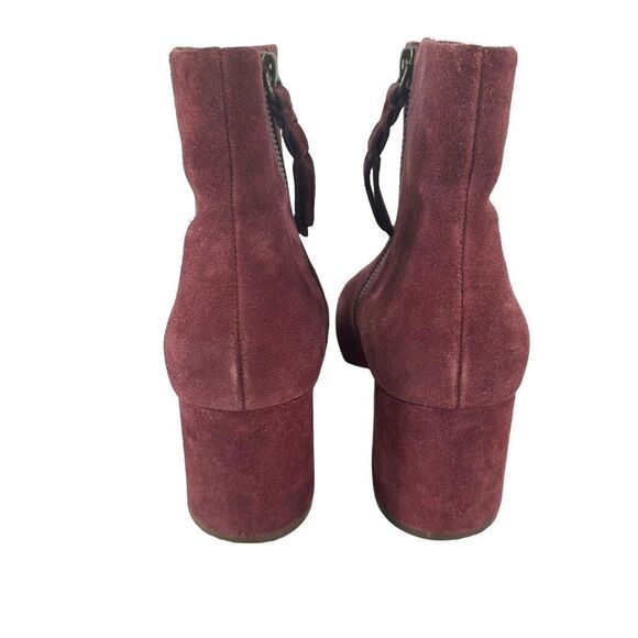 Splendid Ankle Boots Red Suede Leather Size 8.5 Side Zip Almond Toe Medium Heel - Picture 5 of 11